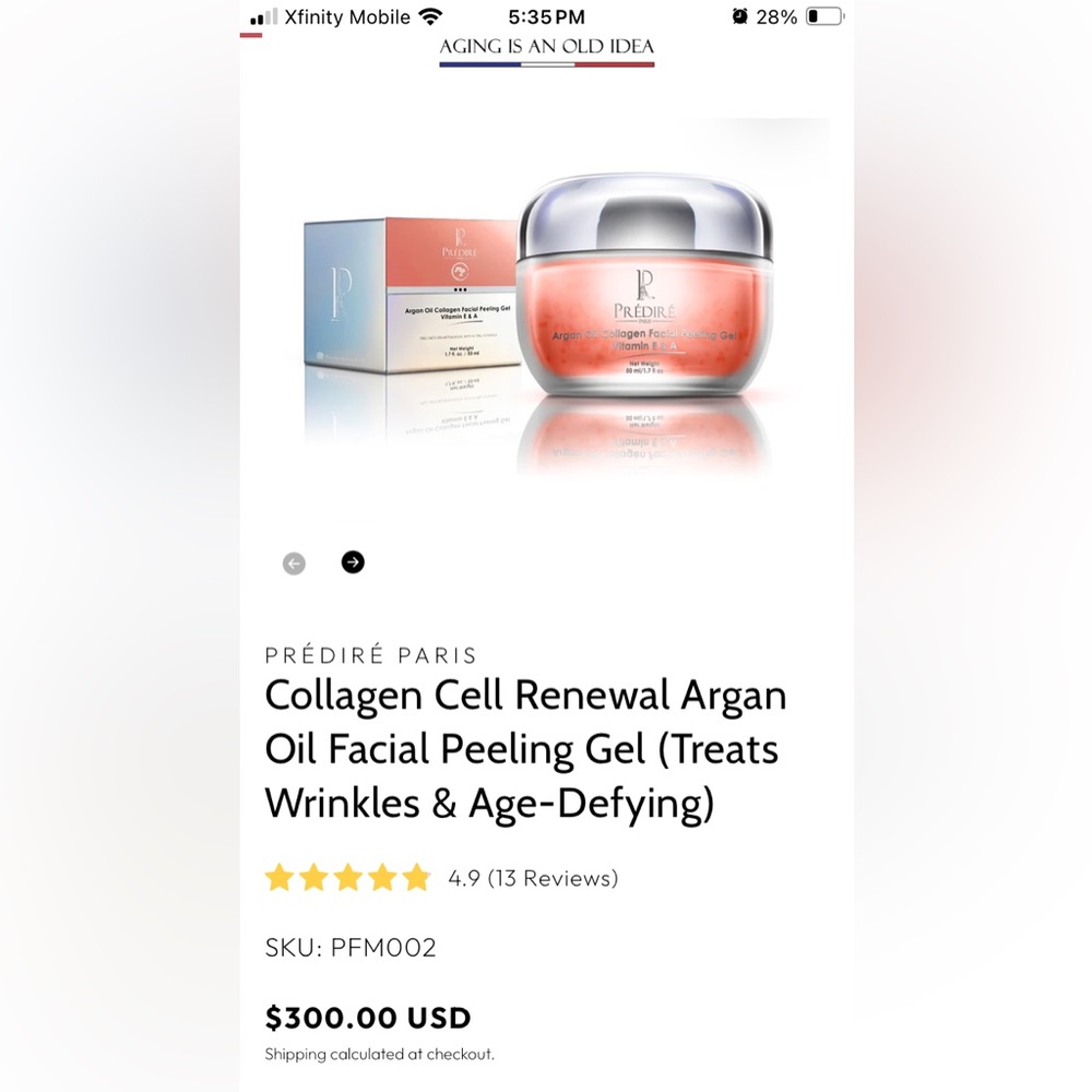Collagen Cell Renewal Argan Oil Peeling Gel for Wrinkles & Age-Defying MSRP $300